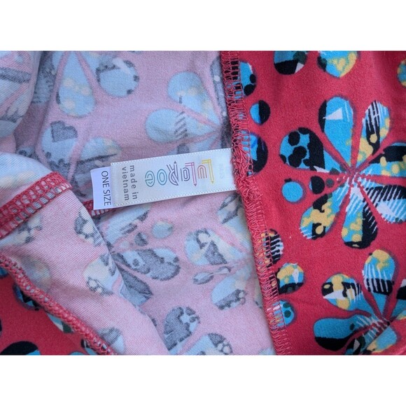 Flower print pink and blue LuLaRoe leggings - Picture 3 of 4